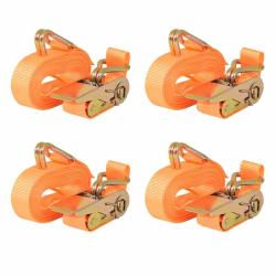 Sangle d'arrimage &agrave; cliquet 4 pcs 0,4 tonne 6 m x 25 mm Orange
