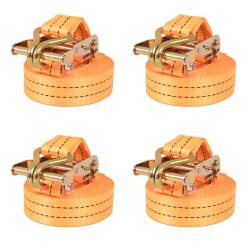 Sangle d'arrimage &agrave; cliquet 4 pcs 1 tonne 6 m x 38 mm Orange