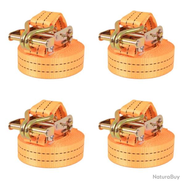 Sangle d'arrimage � cliquet 4 pcs 1 tonne 6 m x 38 mm Orange