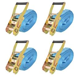 Sangle d'arrimage &agrave; cliquet 4 pcs 4 tonnes 8 m x 50 mm Bleu