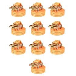 Sangle d'arrimage &agrave; cliquet 10 pcs 1 tonne 6 m x 38 mm Orange