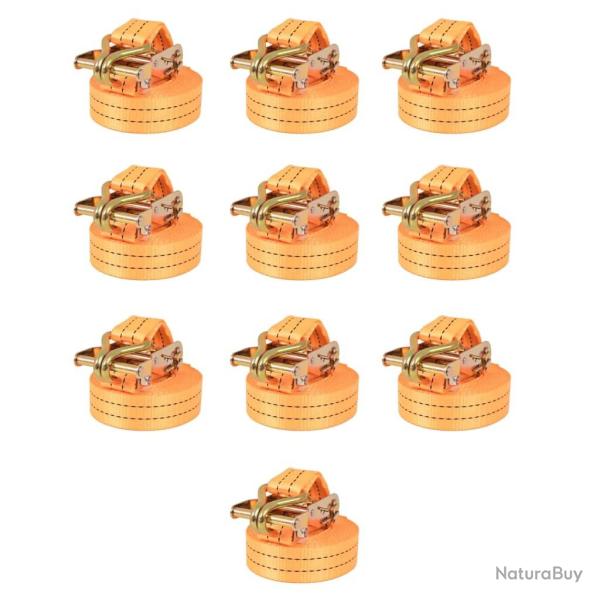 Sangle d'arrimage � cliquet 10 pcs 1 tonne 6 m x 38 mm Orange