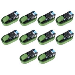 Sangles d'arrimage &agrave; cliquet 10 pcs 800 daN 6 m Vert