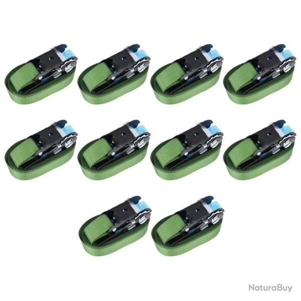 Sangles d'arrimage � cliquet 10 pcs 800 daN 6 m Vert