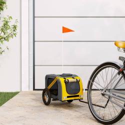 Remorque de v&eacute;lo pour animaux de compagnie jaune et gris