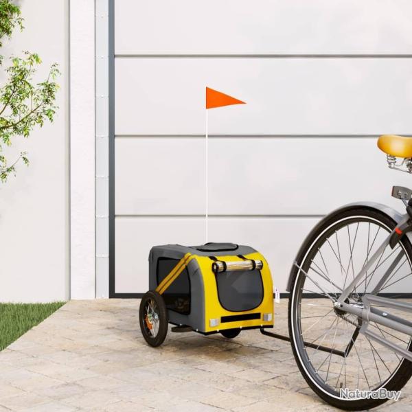 Remorque de v�lo pour animaux de compagnie jaune et gris alsavelo