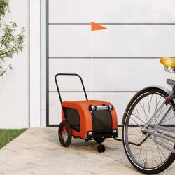 Remorque de v&eacute;lo pour animaux de compagnie orange et noir