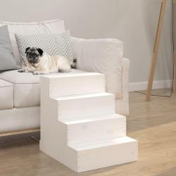 Escalier pour animaux de compagnie Blanc 40x49x47cm Bois de pin alsavelo