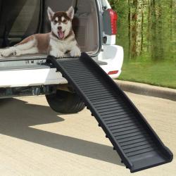 Rampe de voiture pliable pour chiens Noir 155,5x40x15,5 cm alsavelo