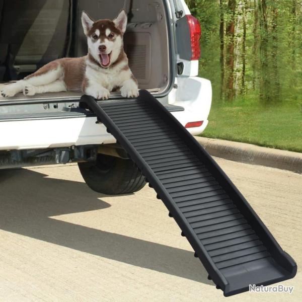Rampe de voiture pliable pour chiens Noir 155,5x40x15,5 cm alsavelo