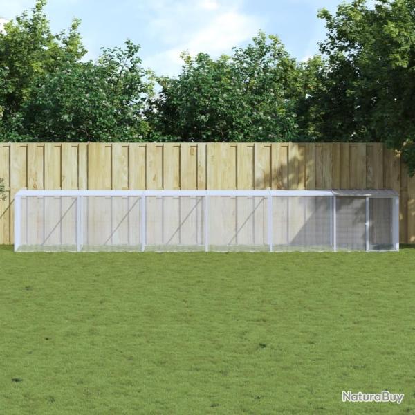 Poulailler avec toit gris clair 603x98x90 cm acier galvanis�