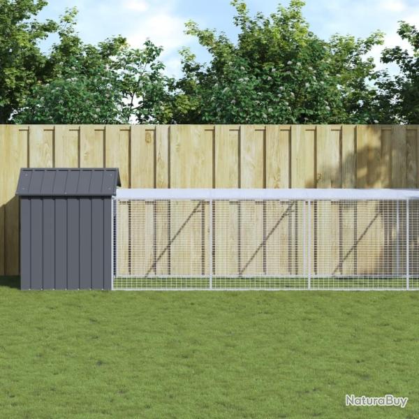 Poulailler avec cour anthracite 117x609x123 cm acier galvanis�