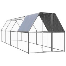 Poulailler d'ext&eacute;rieur 2x8x2 m Acier galvanis&eacute;