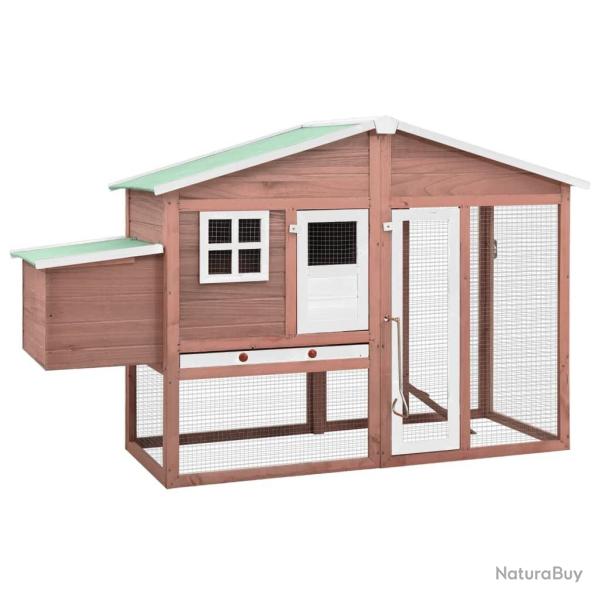Poulailler avec nichoir Moka et blanc Bois de sapin massif alsavelo