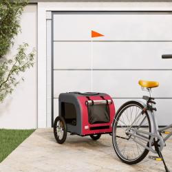 Remorque de v&eacute;lo pour animaux de compagnie rouge et gris
