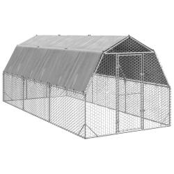 Poulailler avec toit 2,5x6x2,25 m acier galvanis&eacute;