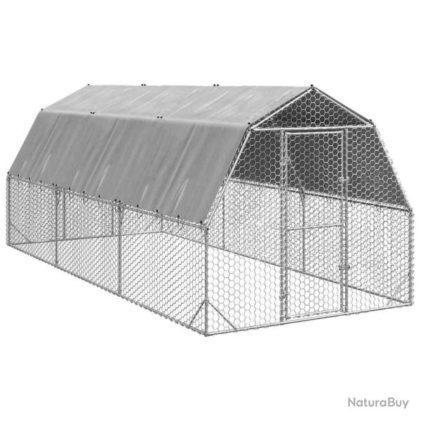 Poulailler avec toit 2,5x6x2,25 m acier galvanis� alsavelo