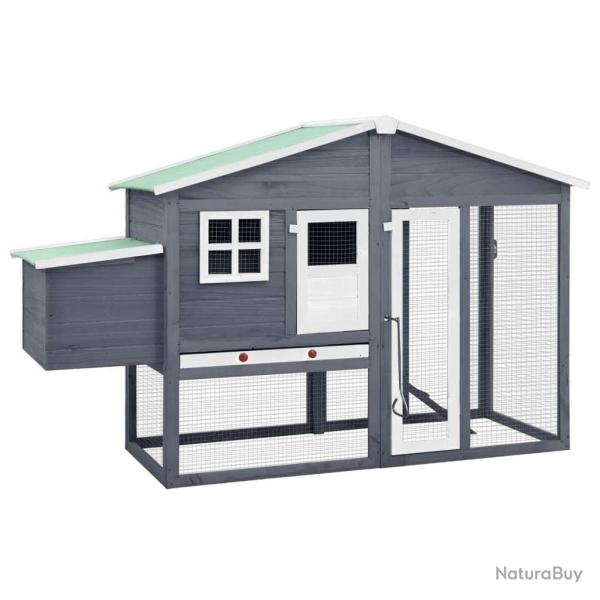 Poulailler avec nichoir Gris et blanc Bois de sapin massif alsavelo