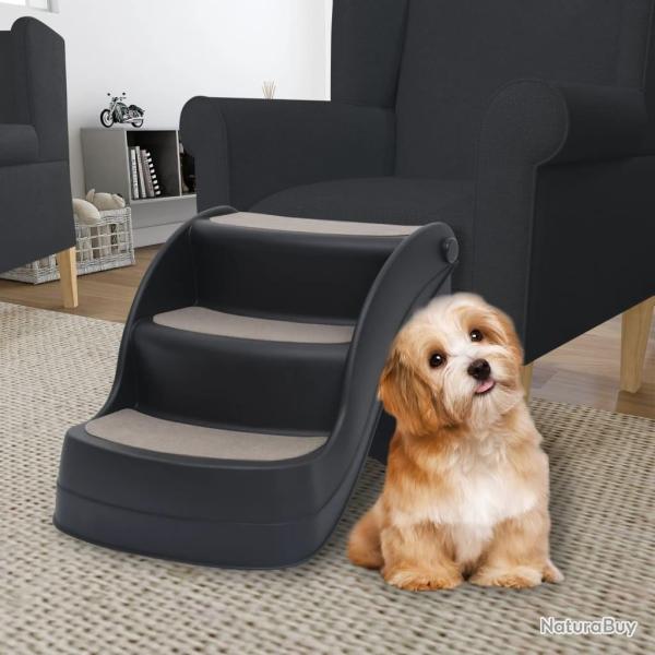 Escalier pliable � 3 marches pour chiens Noir alsavelo