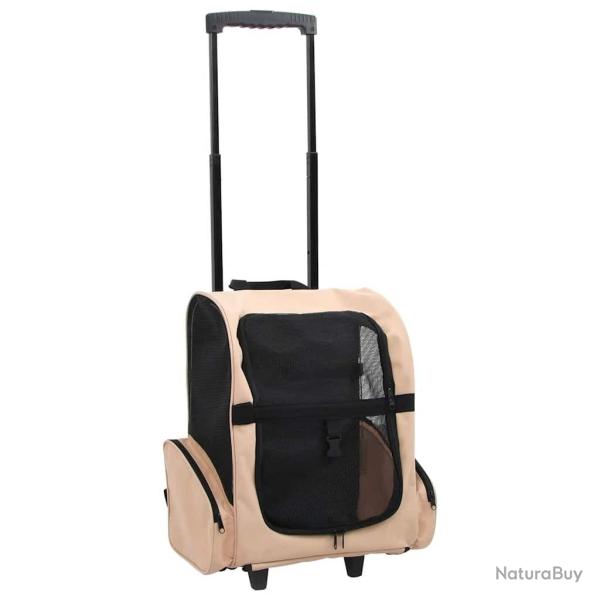 Chariot polyvalent pliable pour animaux de compagnie beige alsavelo