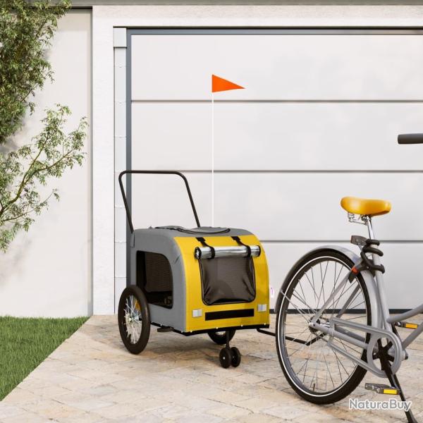 Remorque de v�lo pour animaux de compagnie jaune et gris alsavelo