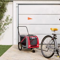 Remorque de v&eacute;lo pour animaux de compagnie rouge et gris