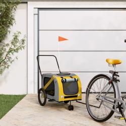 Remorque de v&eacute;lo pour animaux de compagnie jaune et gris