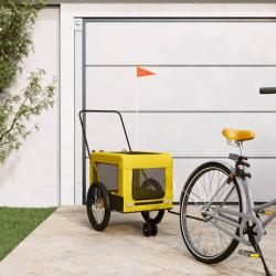 Remorque de v&eacute;lo pour animaux de compagnie jaune et noir