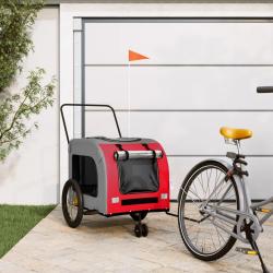 Remorque de v&eacute;lo pour animaux de compagnie rouge et gris