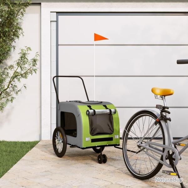 Remorque de v�lo pour animaux de compagnie vert et gris alsavelo