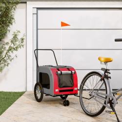 Remorque de v&eacute;lo pour animaux de compagnie rouge et gris