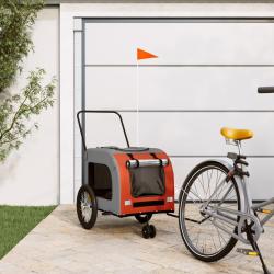 Remorque de v&eacute;lo pour animaux de compagnie orange et gris