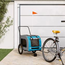 Remorque de v&eacute;lo pour animaux de compagnie bleu et gris
