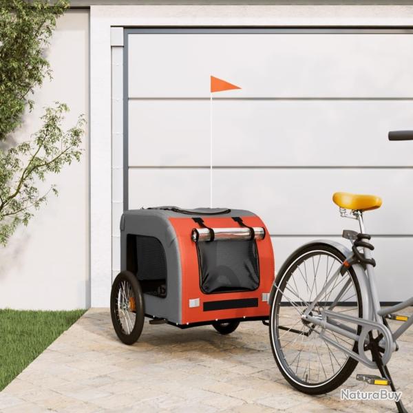 Remorque de v�lo pour animaux de compagnie orange et gris