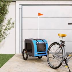 Remorque de v&eacute;lo pour animaux de compagnie bleu et gris