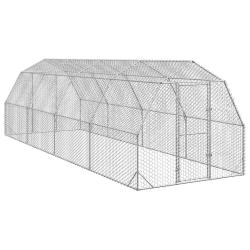 Poulailler 2,5x8x2,25 m acier galvanis&eacute;