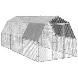 Poulailler avec toit 2,5x6x2,25 m acier galvanis&eacute;