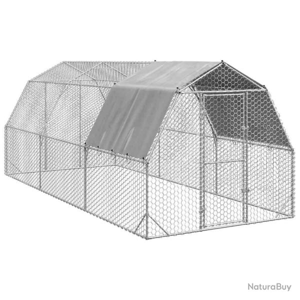 Poulailler avec toit 2,5x6x2,25 m acier galvanis� alsavelo