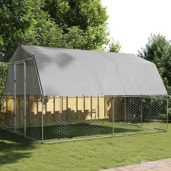 Cage � poules avec toit et porte argent� acier galvanis�
