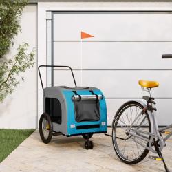 Remorque de v&eacute;lo pour animaux de compagnie bleu et gris