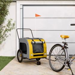 Remorque de v&eacute;lo pour animaux de compagnie jaune et gris