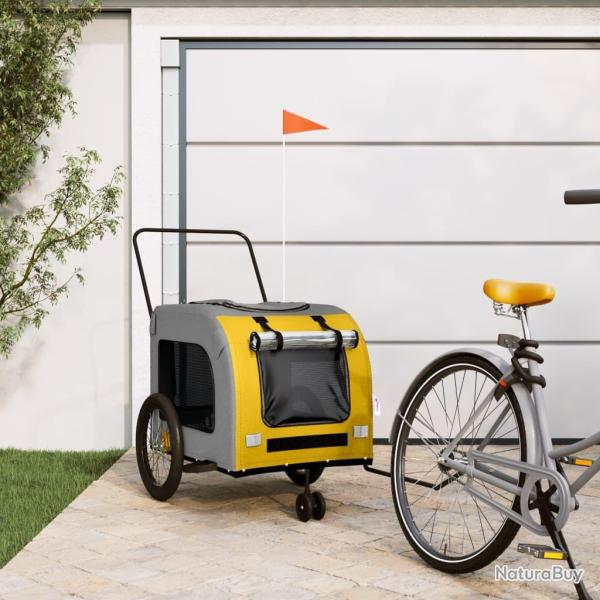 Remorque de v�lo pour animaux de compagnie jaune et gris