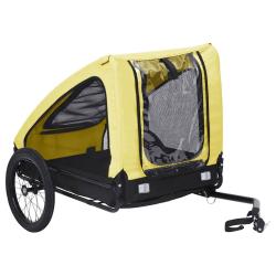 Remorque de v&eacute;lo pour animaux de compagnie jaune et noir