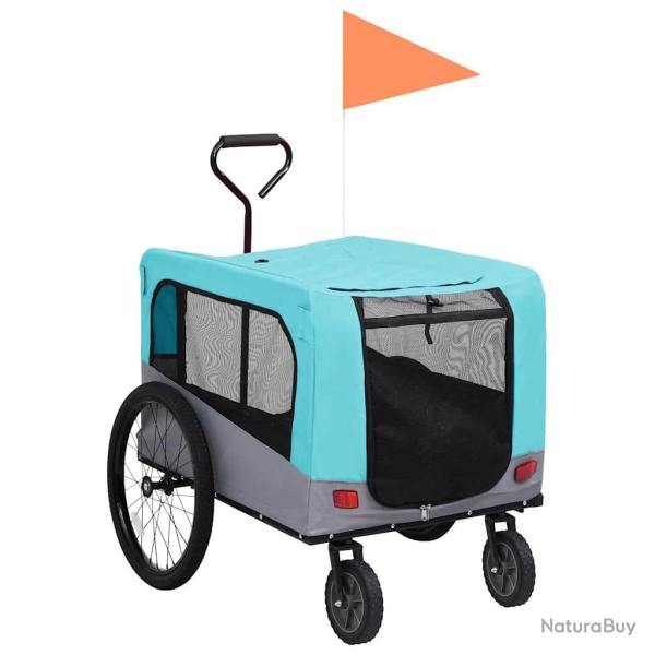 Remorque de v�lo pour chiens et poussette 2-en-1 bleu et gris