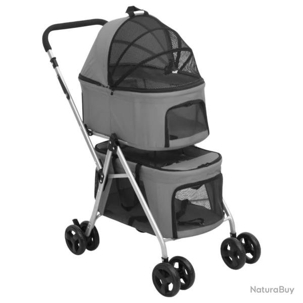 Poussette pour chien pliante � 2 niveaux Gris 83x48x97 cm
