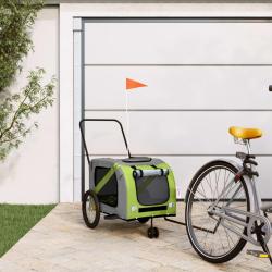 Remorque de v&eacute;lo pour animaux de compagnie vert et gris