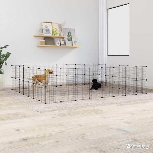 Cage animaux de compagnie � 60 panneaux et porte Noir 35x35 cm