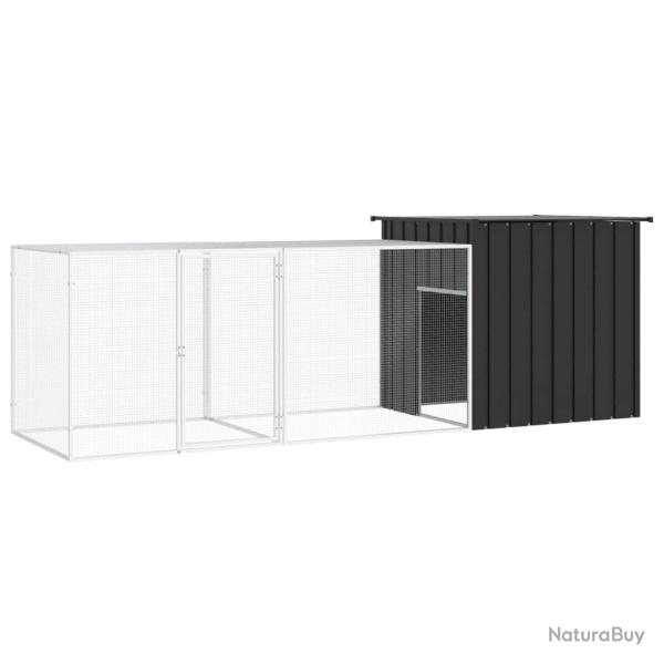 Poulailler Anthracite 300x91x100 cm Acier galvanis� alsavelo