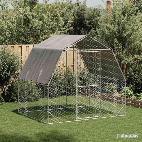 Poulailler avec toit 2,5x2x2,25 m acier galvanis� alsavelo