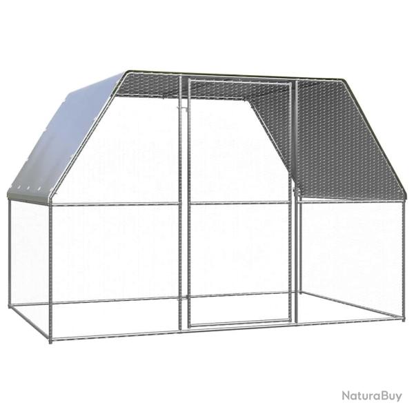 Poulailler argent� et gris 3x2x2 m acier galvanis�